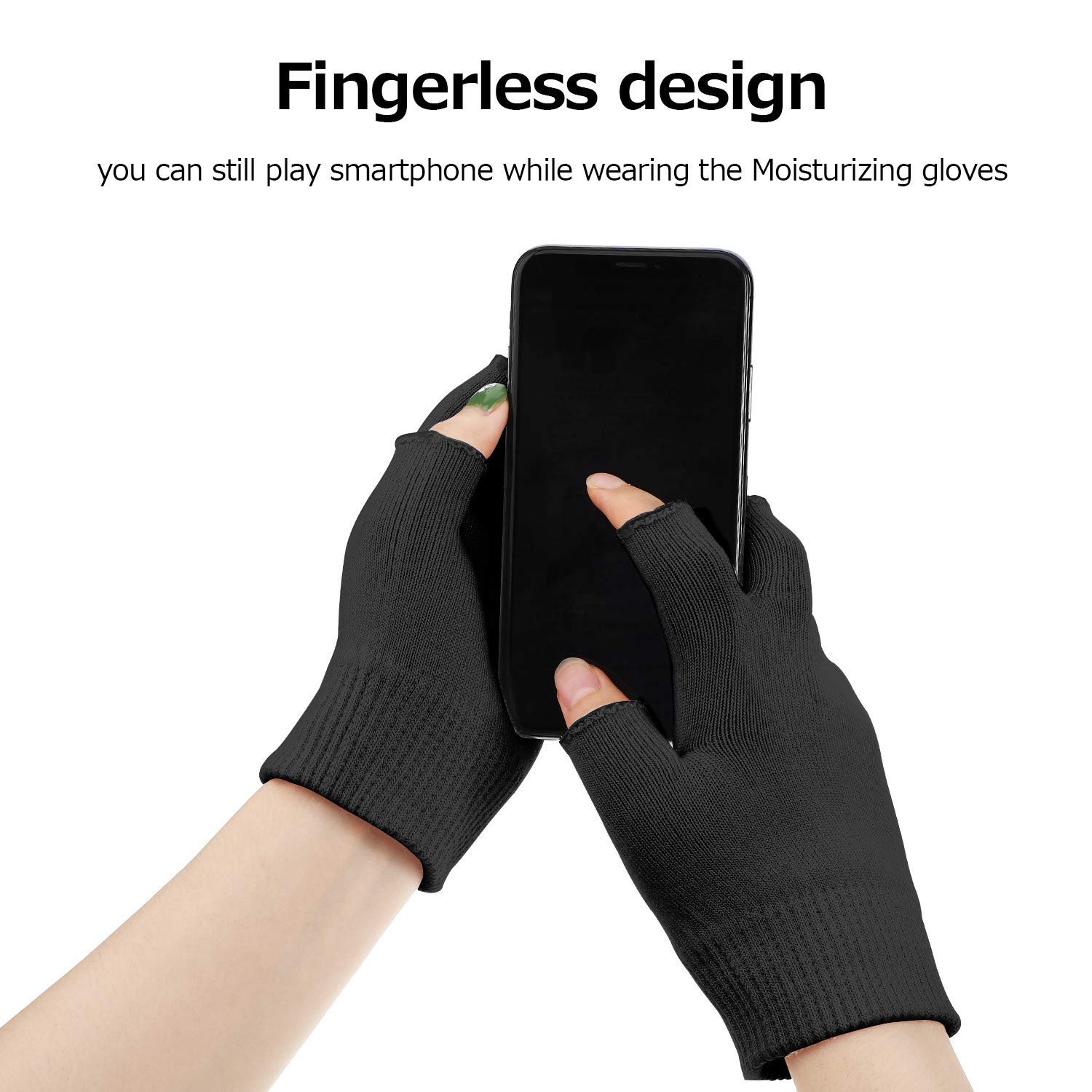 2 Pairs Moisturizing Gloves Fingerless Moisture Gloves Soft Moisturizing Gloves for Dry Rough and Cracked Hands (Pink and Black) : Beauty