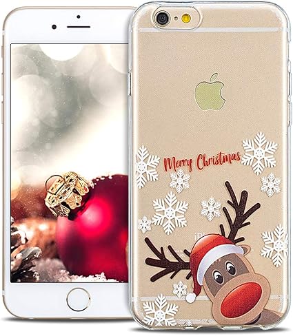 Immagini Natale Iphone 6.Moevn Cover Per Iphone 6s Natale Decorazioni Natalizie Custodia Morbido Tpu Silicone Per Iphone 6 6s Trasparente Flessibile Sottile Protezione Cellulare Gomma Gel Antiurto Caso Alce Amazon It Elettronica