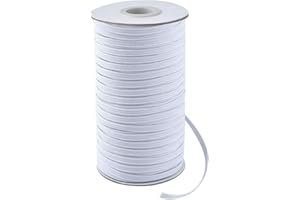 Coopay 100 Yards Length 1/4" Width Elastic Bands Flat Elastic Cord Rope Heavy Stretch Spool Knit for Sewing DIY Projects, Arts & Crafts (White, 1/4 Inch)