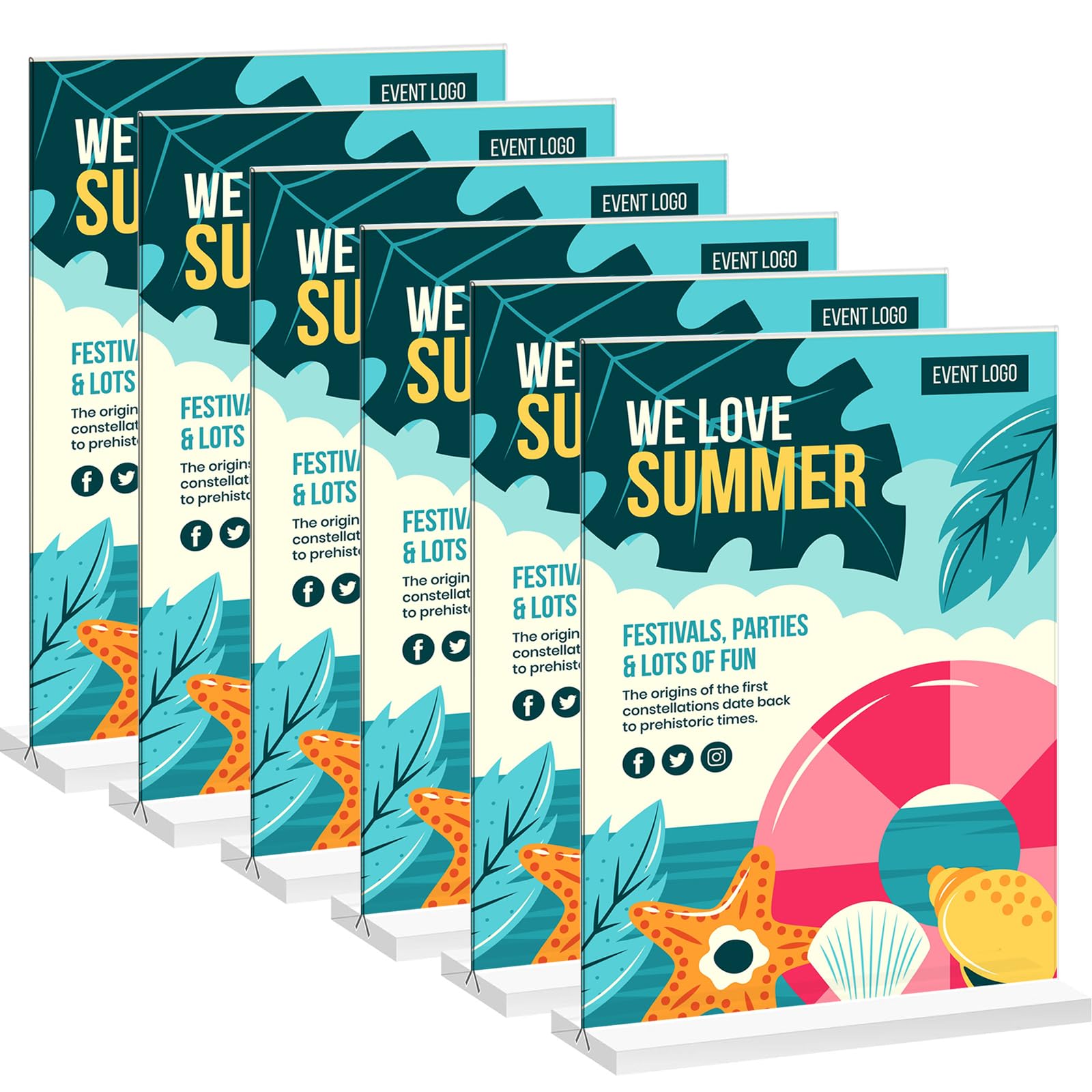 RAYNEAY A4 Acrylic Sign Holder, 6 Pack T-Shape A4 Perspex Display Stand, Clear A4 Table Menu Holders for Office Shop Restaurant School