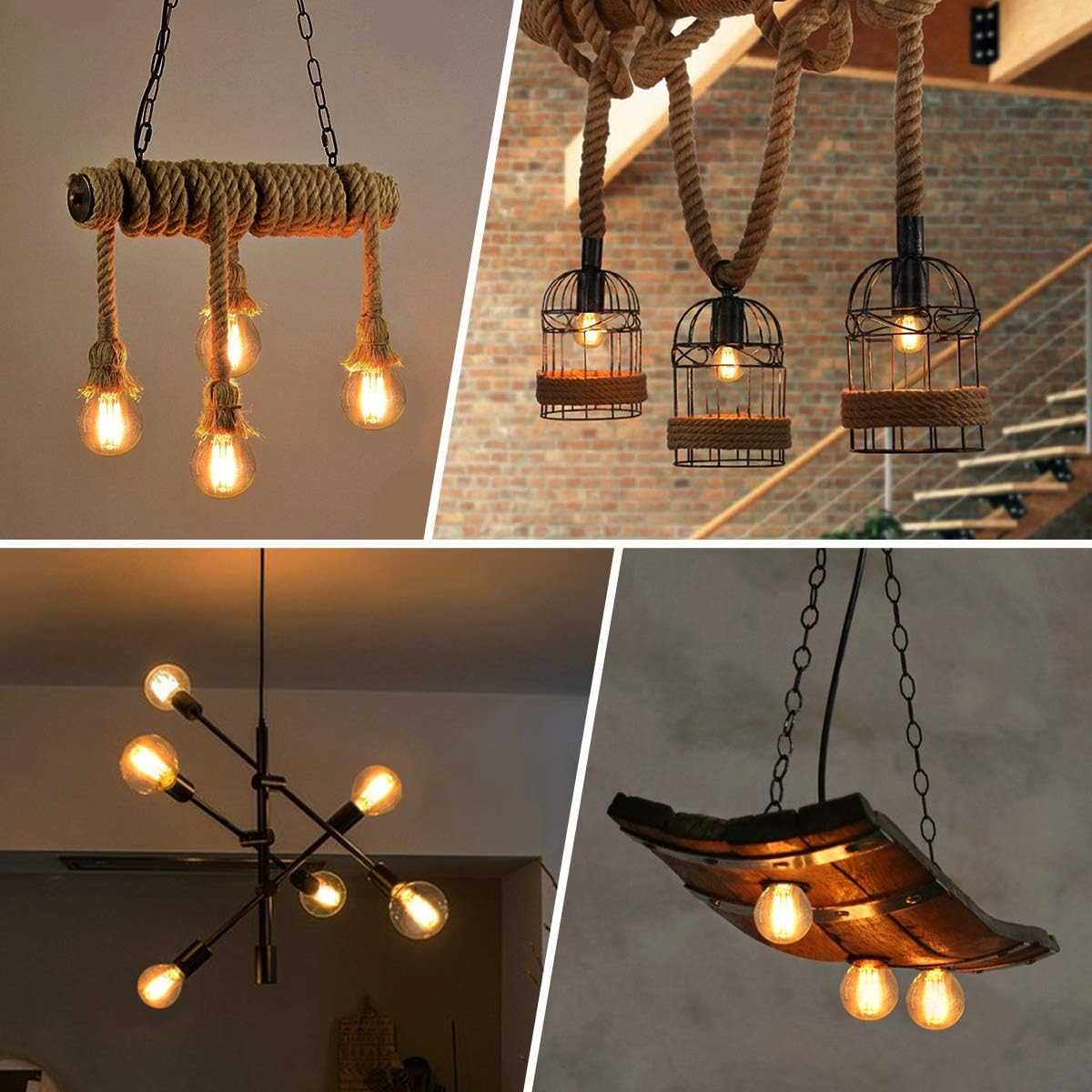 Fulighture E27 Vintage Light Bulbs, Edison Screw Bulb, 4W, Energy Saving Light Bulbs, 470lm, Retro Antique Lamp - Image 5