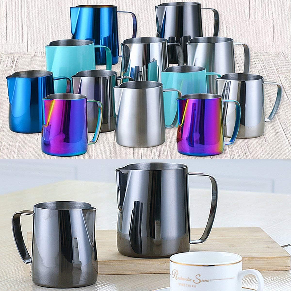 8th team Stainless Steel Milk Frothing Pitcher 350ml/600ml - Perfect for Espresso Machines, Milk Frothers, Latte Art (colorful, 350ml)