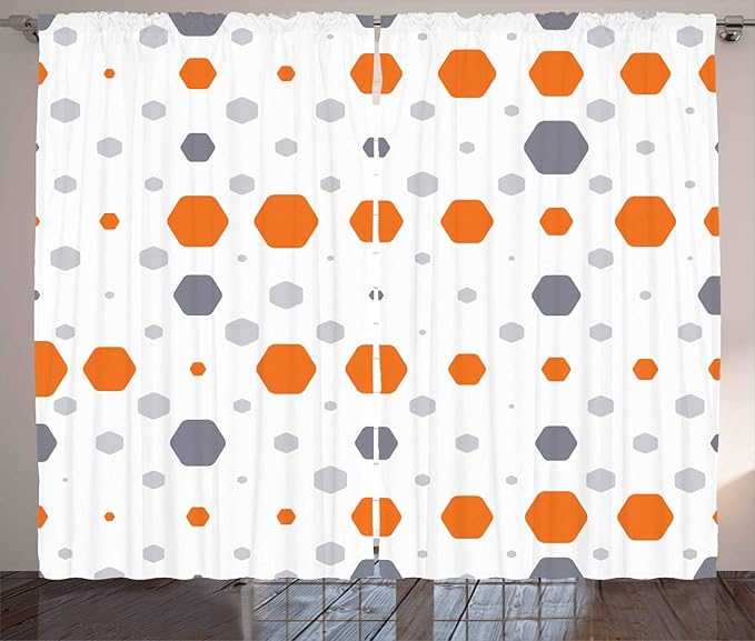 Amazon Com Ambesonne Geometric Curtains Abstract Hexagon Pattern