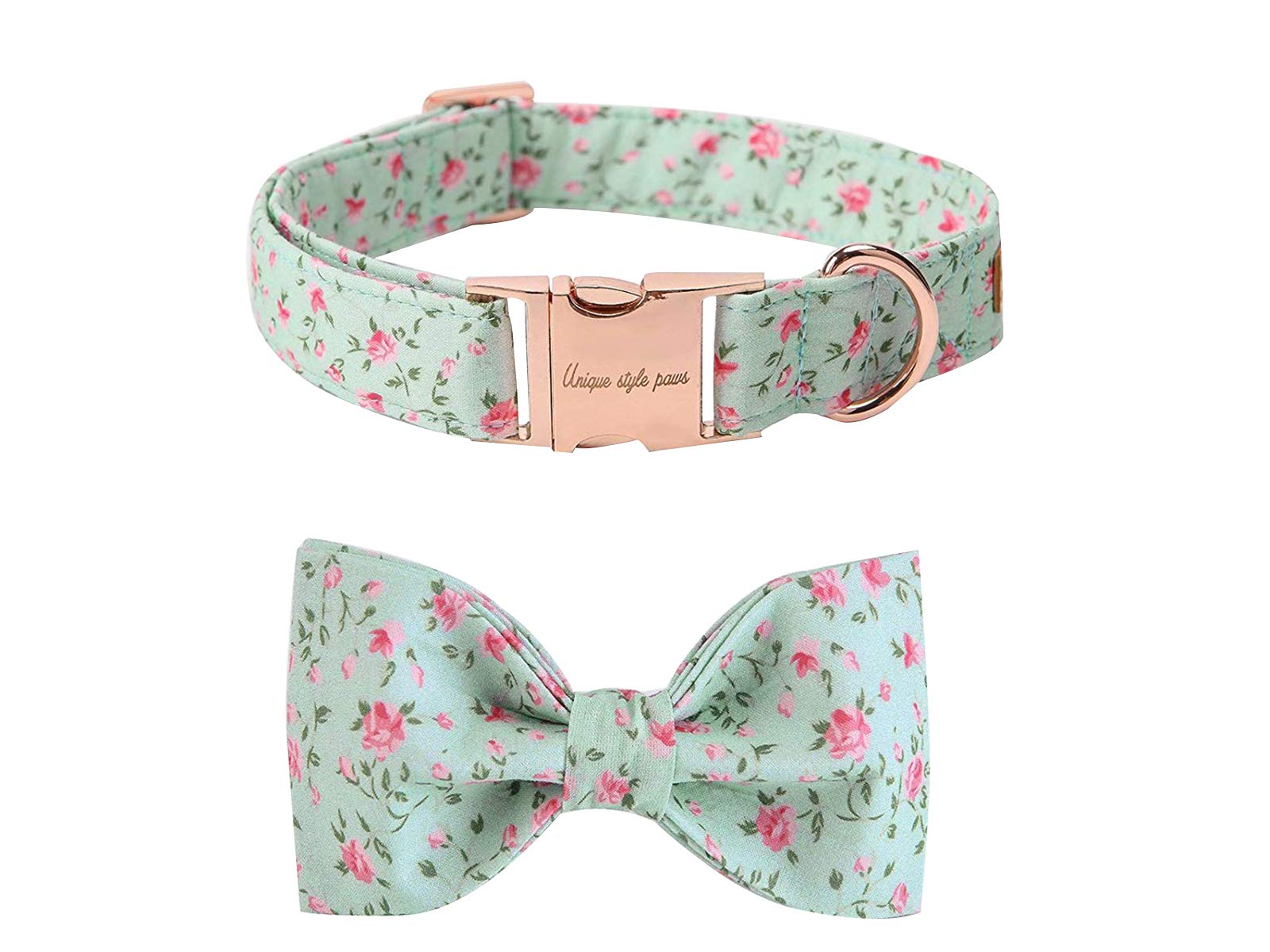 Unique Style Paws Dog Collar with Removable Bow, Adjustable Dog Collars with Bow for Small Medium Large Dogs or Cats XXS - XL