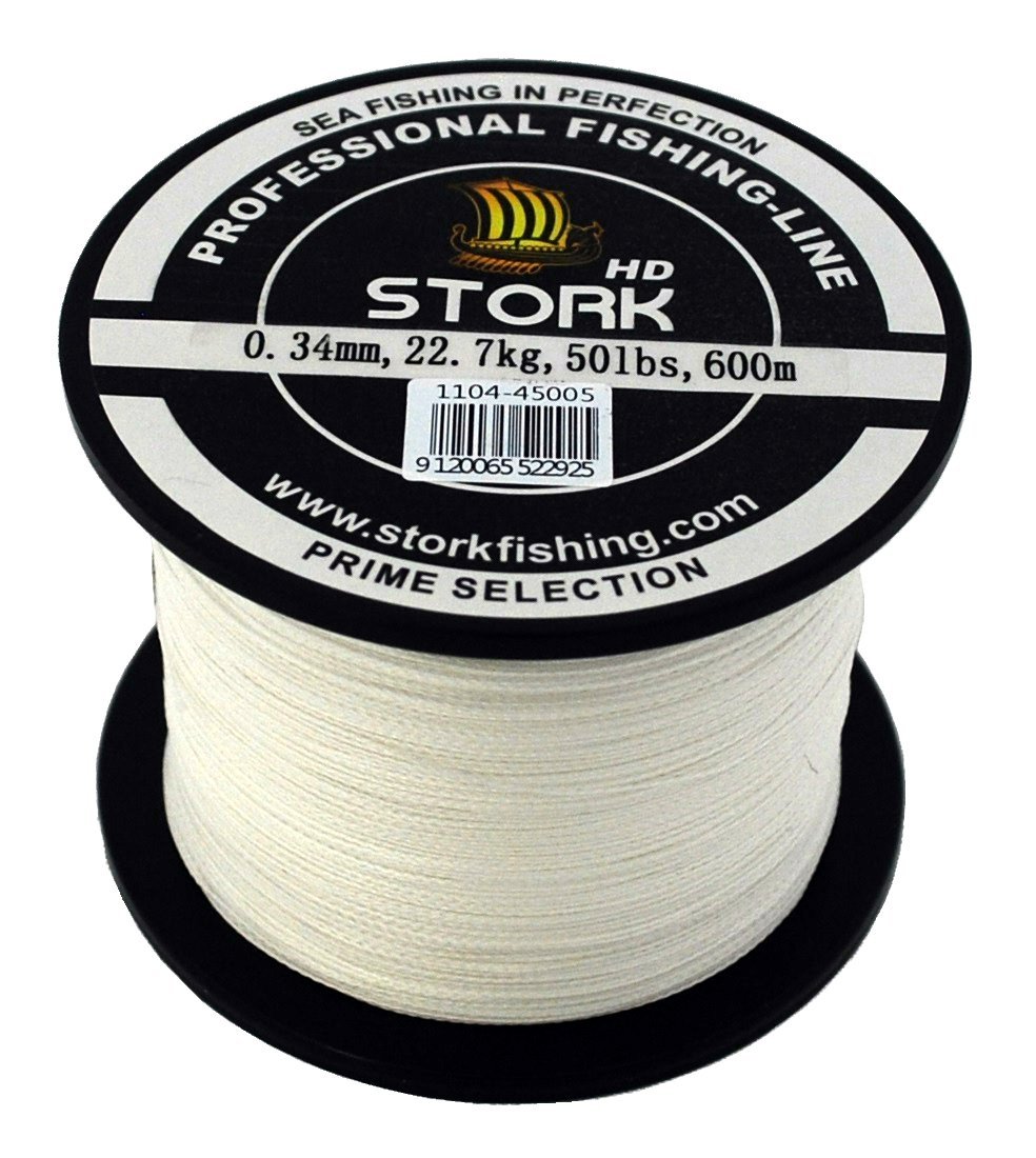 Stork HD, Stork 4-Strand Braided Fishing Line 600m (White, 40 lbs / 18.1 kg / 0.29 mm)