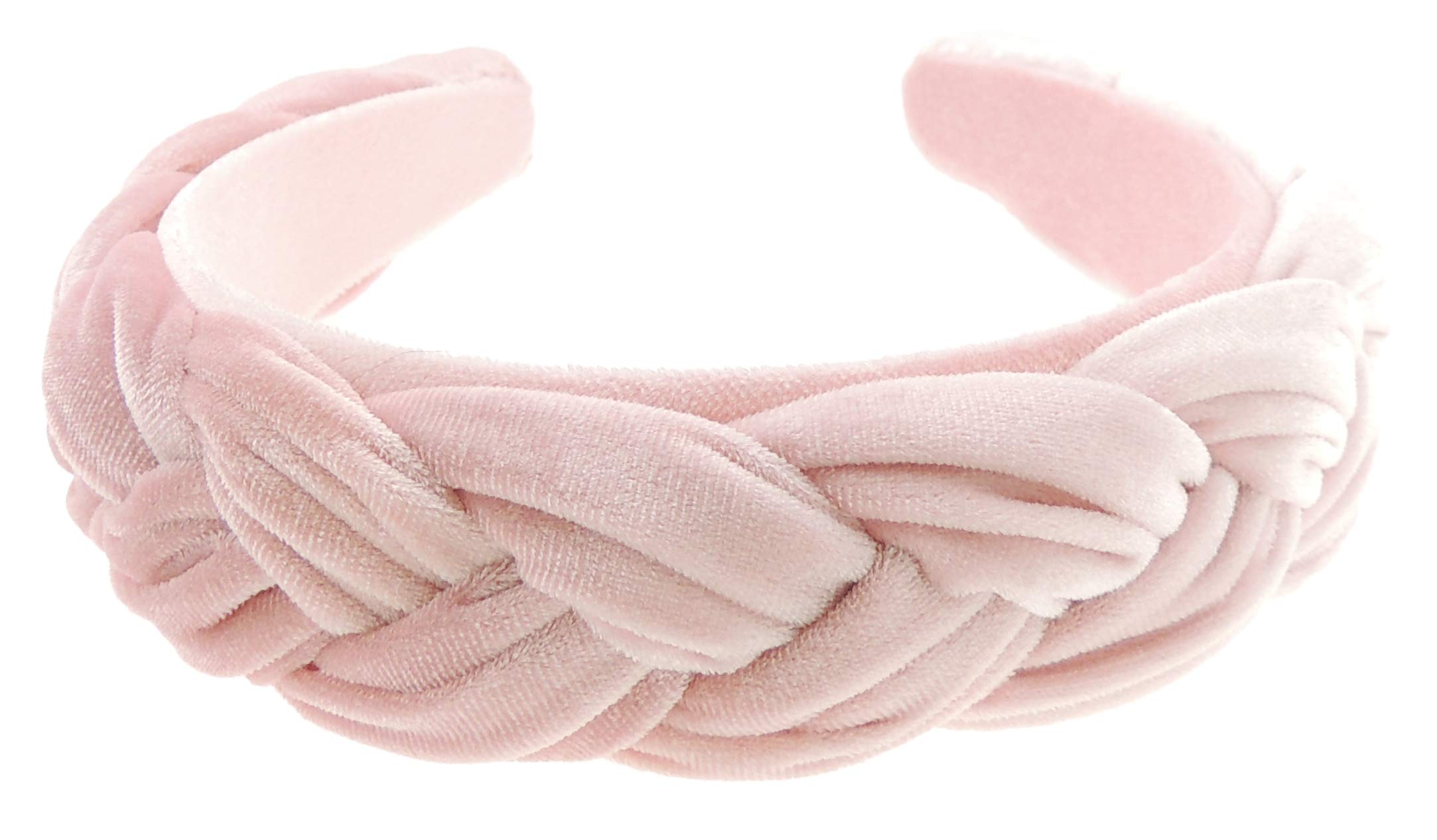 Womens Luxury Occasion Wedding Bridal Party Birthday Christmas Evening Luxury Wide Thick Plaited Braided Twist Turban Padded Velvet Velour Hair Hairband Accessories Headband Alice Band (Candy Pink)