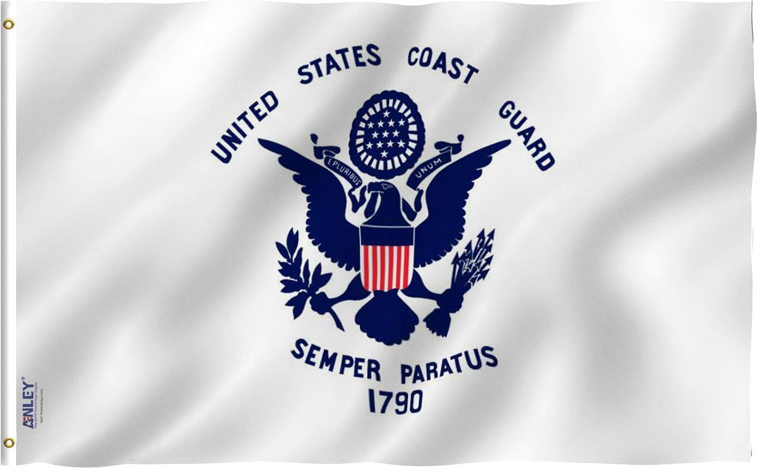 Anley Fly Breeze 3x5 Foot US Coast Guard Flag - Vivid Color and UV Fade Resistant - Canvas Header and Double Stitched - United States Military Flags Polyester with Brass Grommets 3 X 5 Ft