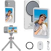 FEELWORLD MC4 Selfie Monitor Screen for iPhone & Android, 4K/1080p Magnetic Back Camera Vlog Monitor with 3h 1500mAH Battery, Wireless 99FT HD Display for TikTok, YouTube, Live Stream, Vlogging