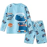 AIWUHE Toddler Boys Swimsuit Two Piece Rash Guard Shirt + Trunks Set Long Sleeve Swim Set Sunsuit Swimwear Bathing Suit 2-7Y