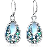 Mushroom Moonstone Earrings 925 Sterling Silver Dangle Earrings Mushroom Gifts Jewelry for Women