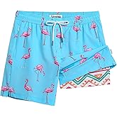 Turnshine Mens Swim Trunks with Compression Liner Stretch 7" Bathing Suit Beach Shorts