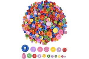 Focenat 660Pcs Colourful Resin Buttons, Assorted Sizes Craft Buttons Mixed Colours Round Ridge 2/4 Holes Sewing Buttons for D