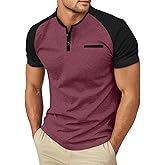 Sailwind Men's Cotton Henley Short Sleeve Casual T-Shirts with Pocket