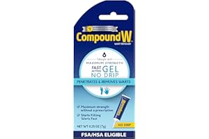 Compound W Maximum Strength Wart Remover with Salicylic Acid, Fast-Acting Gel Plantar Wart Remover Works on Common & Plantar Warts, 0.25 Oz