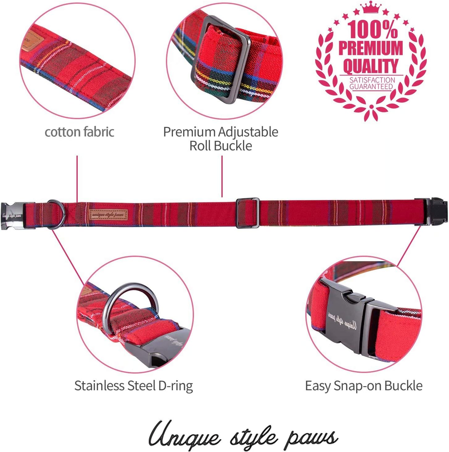 Unique style paws Dog Collar with Detachable Bow tie, Adjustable Dog Collars with Bow for Small Medium Large Dogs or Cats XXS-XL - Image 3