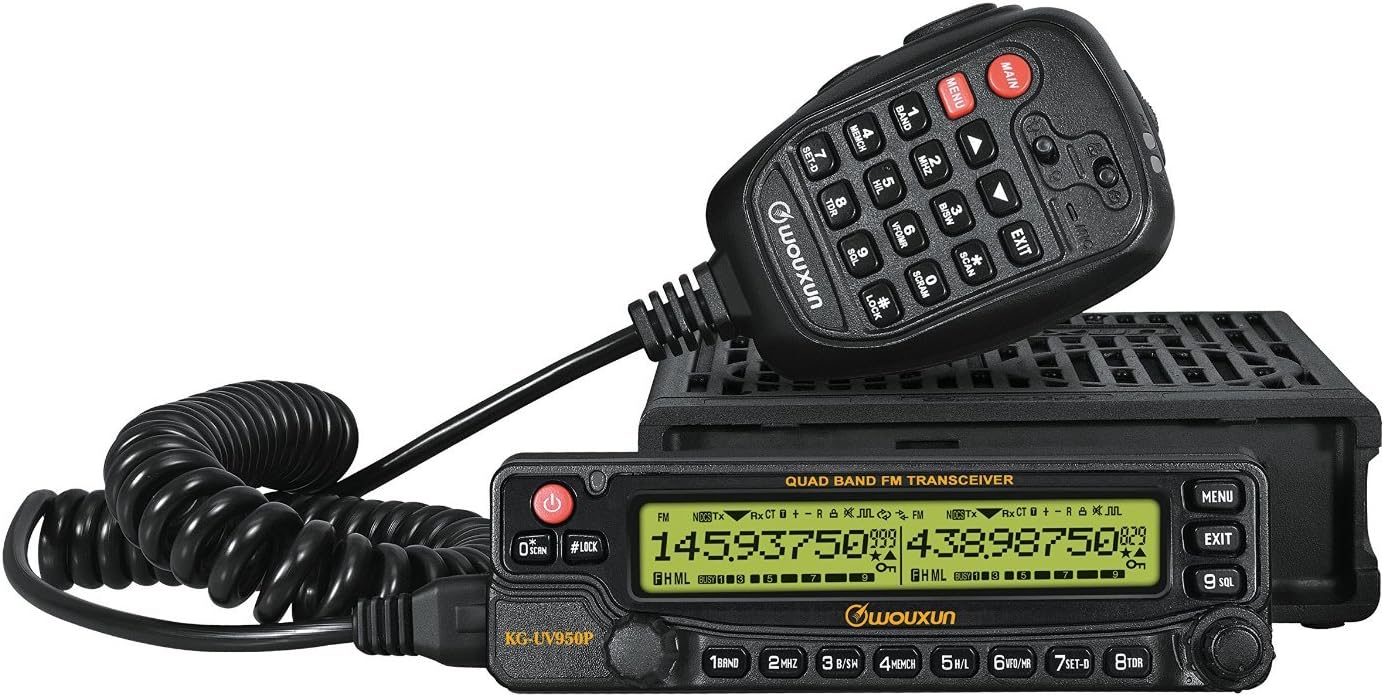Wouxun KG-UV950P 50W 999CH VHF UHF 136-174/400-480MHz Quad Cross Band Car Truck Mobile Radio Two Way Transceiver