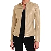 J'Jackin Premium Real Lambskin Leather Jacket Womens - Cafe Racer Style Genuine Leather Motorcycle Jacket Women