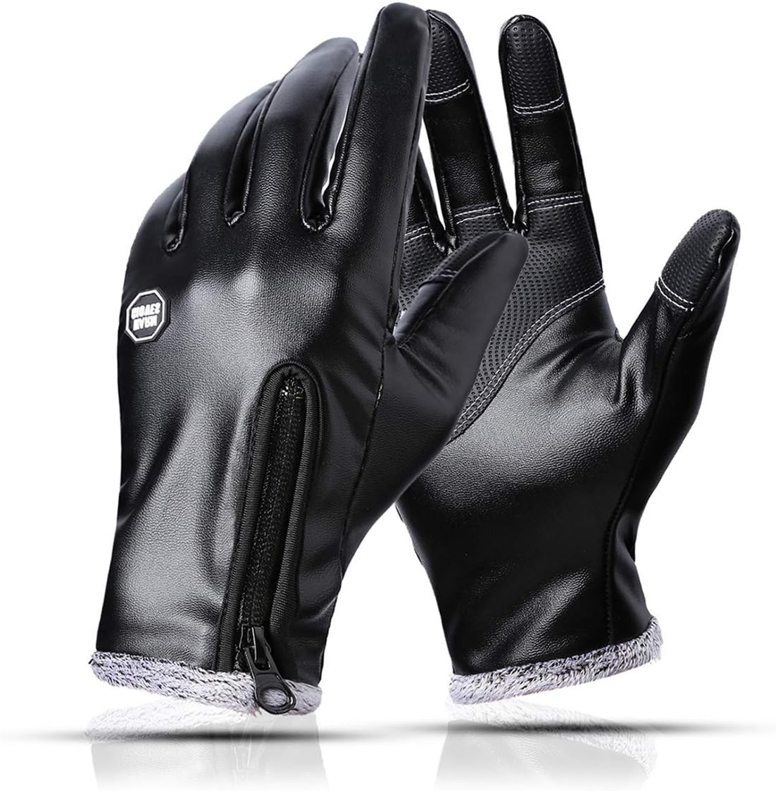 Leather Gloves Waterproof/Touch Screen for Phone Antislip Warm Hands