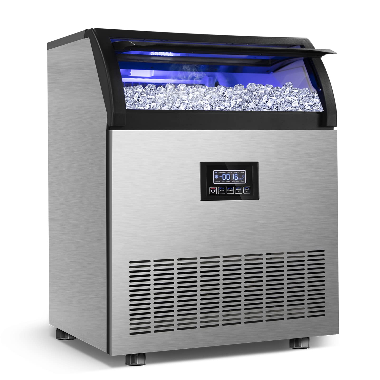Photo 1 of Commercial Ice Maker Machine 360LBS/24H with 77LBS Large Ice Storage Bin, 126Pcs Clear Ice Cubes in 11Mins, Stainless Steel Under Counter Industrial Ice Machine for Bar, Restaurant Business