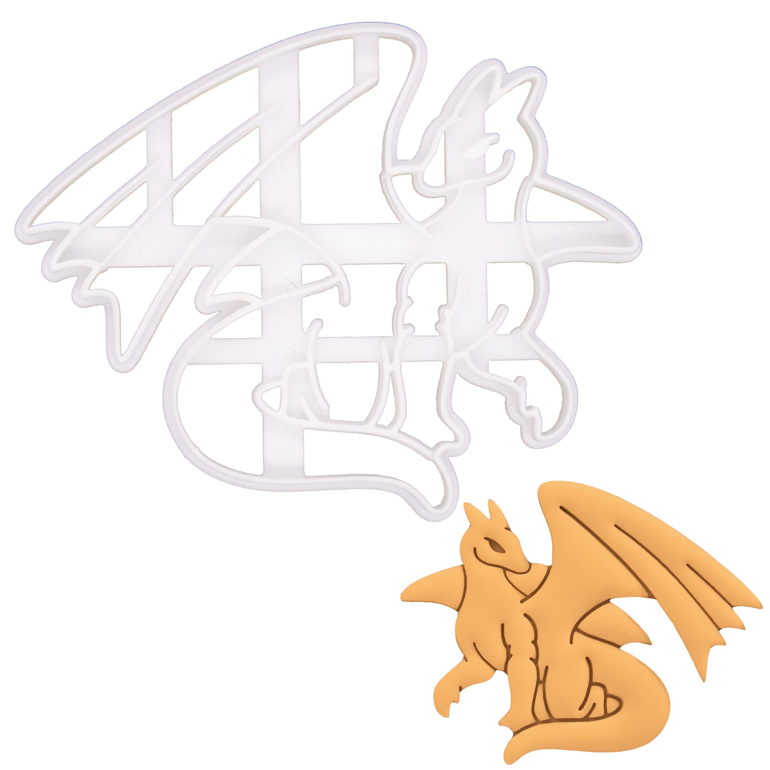 BAKERLOGY Adult Dragon Cookie Cutter - Detailed Biscuit Cutter Design for Baking and Crafts, Ideal on Fondant, Dough, Clay