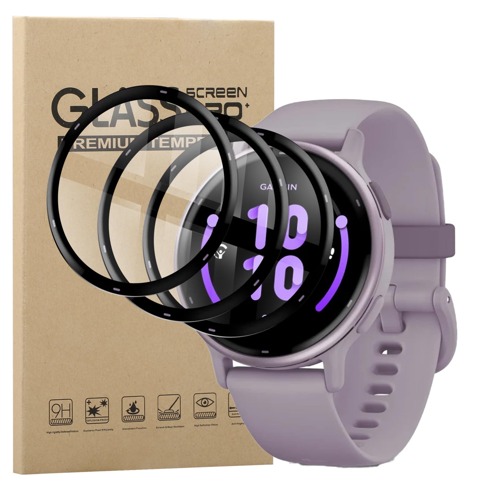 KZIOACSH Screen Protector for Garmin vivoactive 6/Garmin Vivoactive 5, 3 Pack Full Coverage 3D Curved Edge Anti-Scratch Film Flexible PET Anti-Fingerprint Bubble Free Transparent Screen Cover