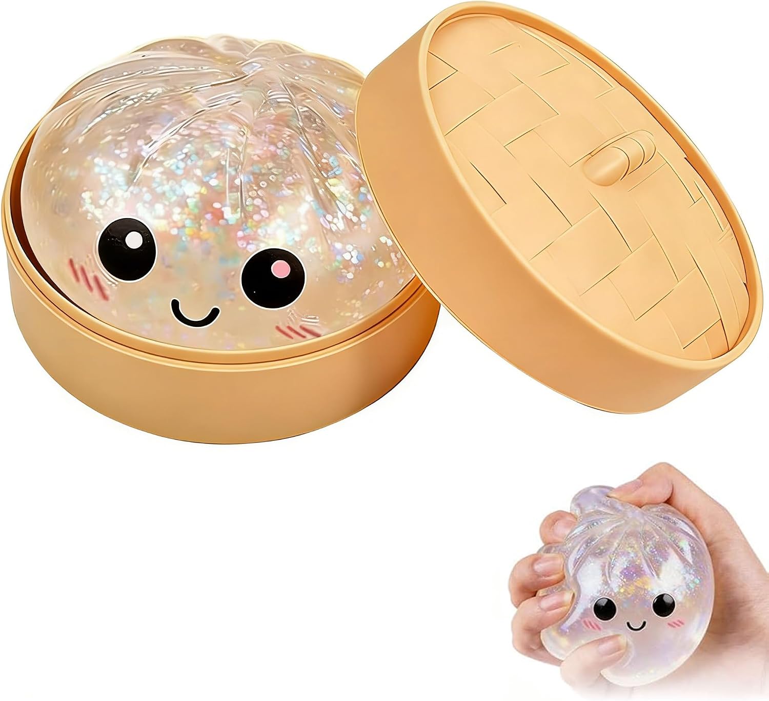2026 New Glitter Dumpling Squishy, Slow Rising Stress Relief Fidget for Adults, Soft Sensory Squeeze for Anxiety Relief, Office Desk Decor and Stress Buster, Party Favor Gift