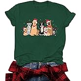Christmas Shirts Womens Merry Christmas Tshirt Xmas Cat Short Sleeve Cute Cat Lover Dog Lover Gifts Xmas Tree Tee Tops