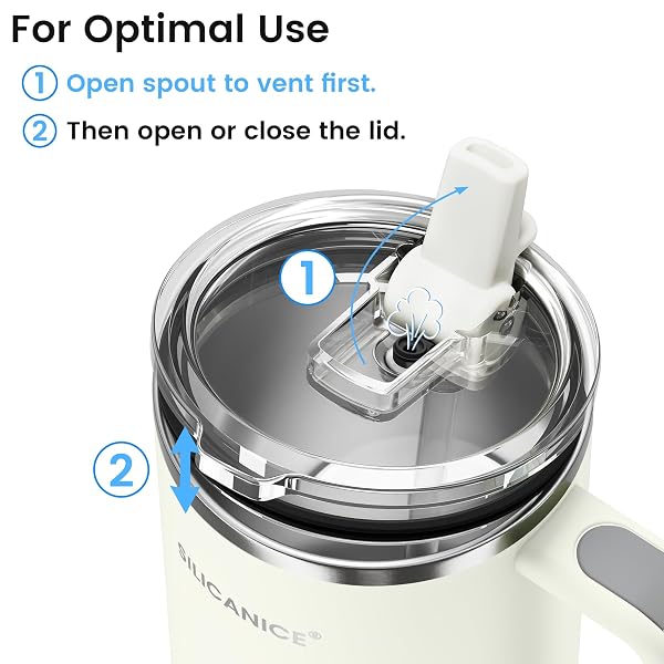 SILICANICE FOR TRAVEL & GYM – NEVER DRINK FROM A MOLDY LID AGAIN: 30OZ HYGIENIC TUMBLER, 100% LEAKPROOF LID & REMOVABLE FOLDABLE SPOUT. REINFORCED BASE, FITS CUP HOLDERS- CREAM