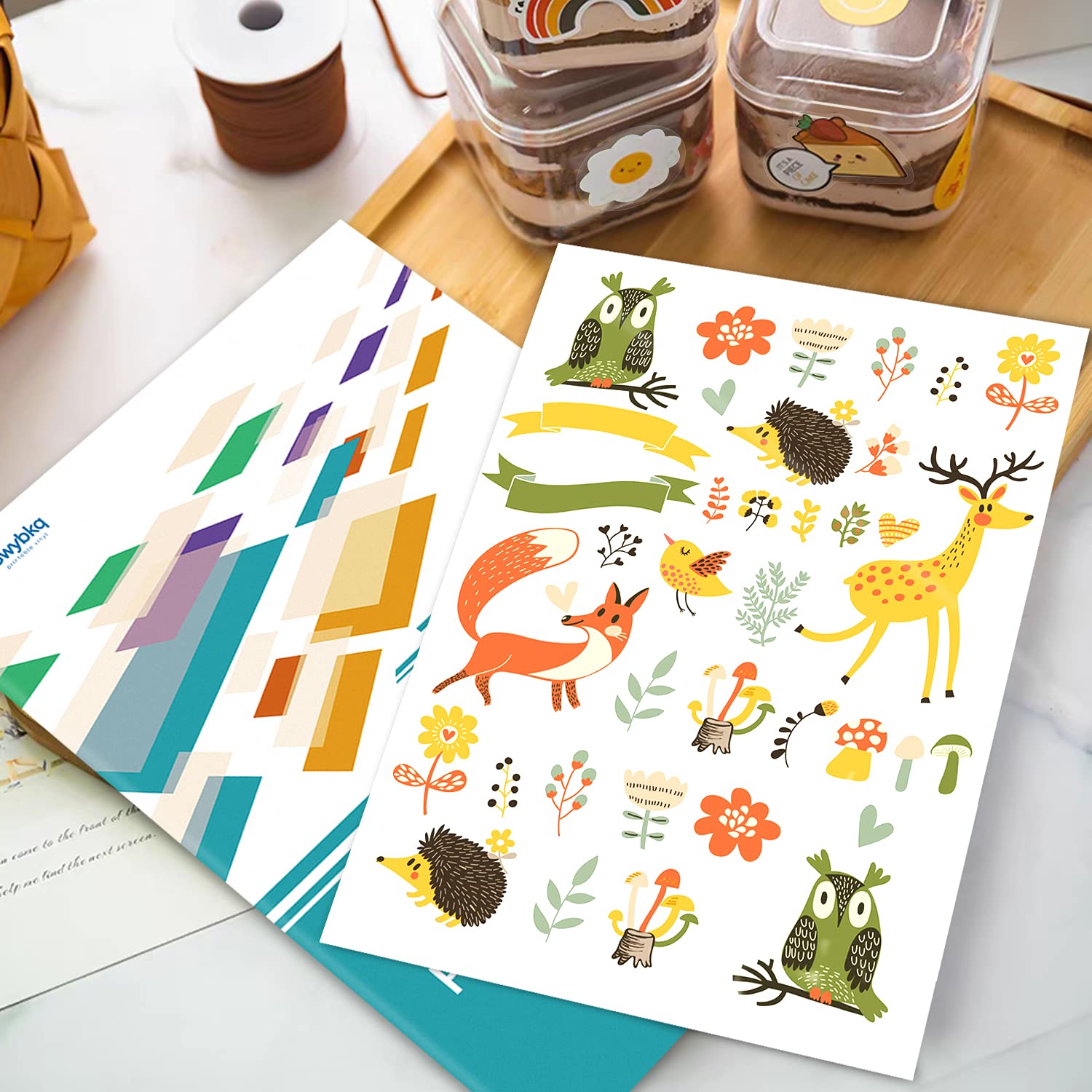 Gwybkq Sticker Paper Printable Vinyl for Inkjet Printer, 50 Sheets Translucent Waterproof Clear Labels