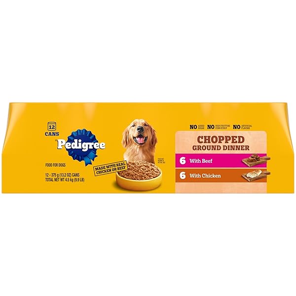 PEDIGREE CHOPPED GROUND DINNER WET DOG FOOD CHICKEN & BEEF VARIETY PACK, 13.2 OZ. CANS (12 COUNT, PACK OF 1)
