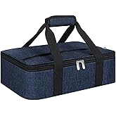 MIAOJIE Insulated Casserole Carrier, Portable Casserole Carrier for Hot or Cold Food Lunch Tote Warmer or Cooler Bag, Lasagna Lunch Bag for Potluck Parties- Fits 9" x 13" Baking Dish-Navy blue