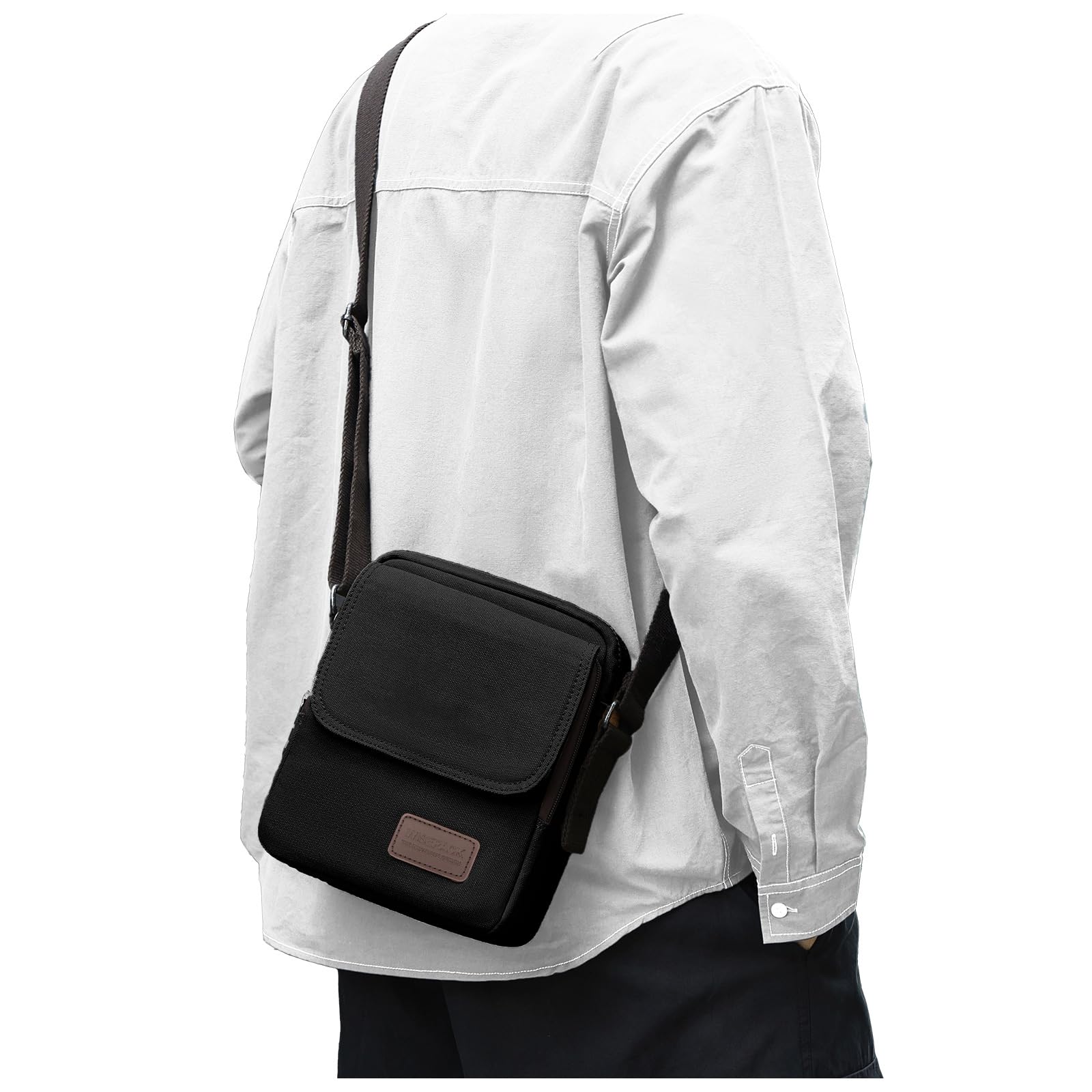 Photo 1 of Small Crossbody Bag for Men,Vintage Canvas Messenger Shoulder Bags Crossbody Satchel Bag Men's Side Bags Women Over the Shoulder Purse for Phone Passport Bolsos Para Hombre Black