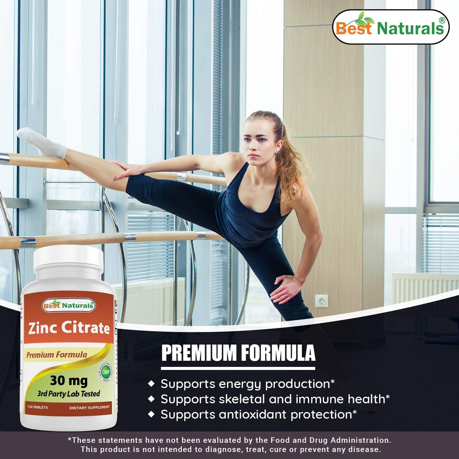 Best Naturals Elemental Zinc 30 mg (as Zinc Citrate) - Immune Support - 120 Tablets: Health & Personal Care