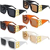 YQVIE 6 Pack Oversized Square Sunglasses Bulk for Women Men Trendy Gold B Frame Big Sun Glasses UV400 Protection