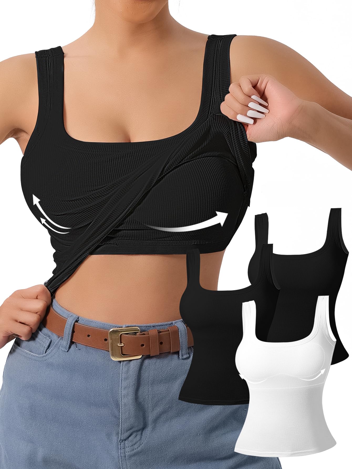 Photo 1 of *1 PACK* DAGGLOSA Women's U-Back Sports Tank Top - Breathable Wire-Free Tank Top with Removable Pads for Yoga,Gym & Outdoor Activities (US, Alpha, X-Small, Regular, Black)