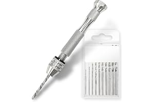 Pin Vise Hand Drill, Small Manual Jewelry Hand Drill for Resin Crafts with 10 Pcs Bits, Mini Hobby Drill Set for DIY Epoxy Re