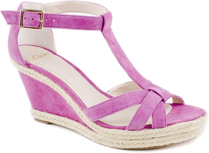 clarks pink wedge sandals