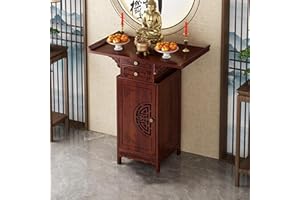 Altar Table Featuring Drawer and Shelf, Buddhist Meditation Cabinet for Home or Temple Display