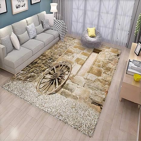 Amazon Com Barn Wood Wagon Wheel Bath Mats Carpet Ancient Rural