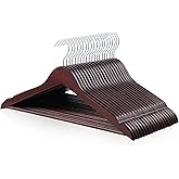 Amazon Basics Durable Wooden Suit Clothes Hangers - Cherry, 20-Pack