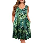 ZENNILO Women's Casual Dresses Tshirt Dresses Plus Size Summer Dresses V Neck Beach Cover Up Sundress with Pockets