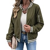 Zeagoo Women Bomber Jacket Casual Coats Spring Fall Clothes with Pockets | Zip Up Coat, Long Sleeve Casual Jackets, Lightweig