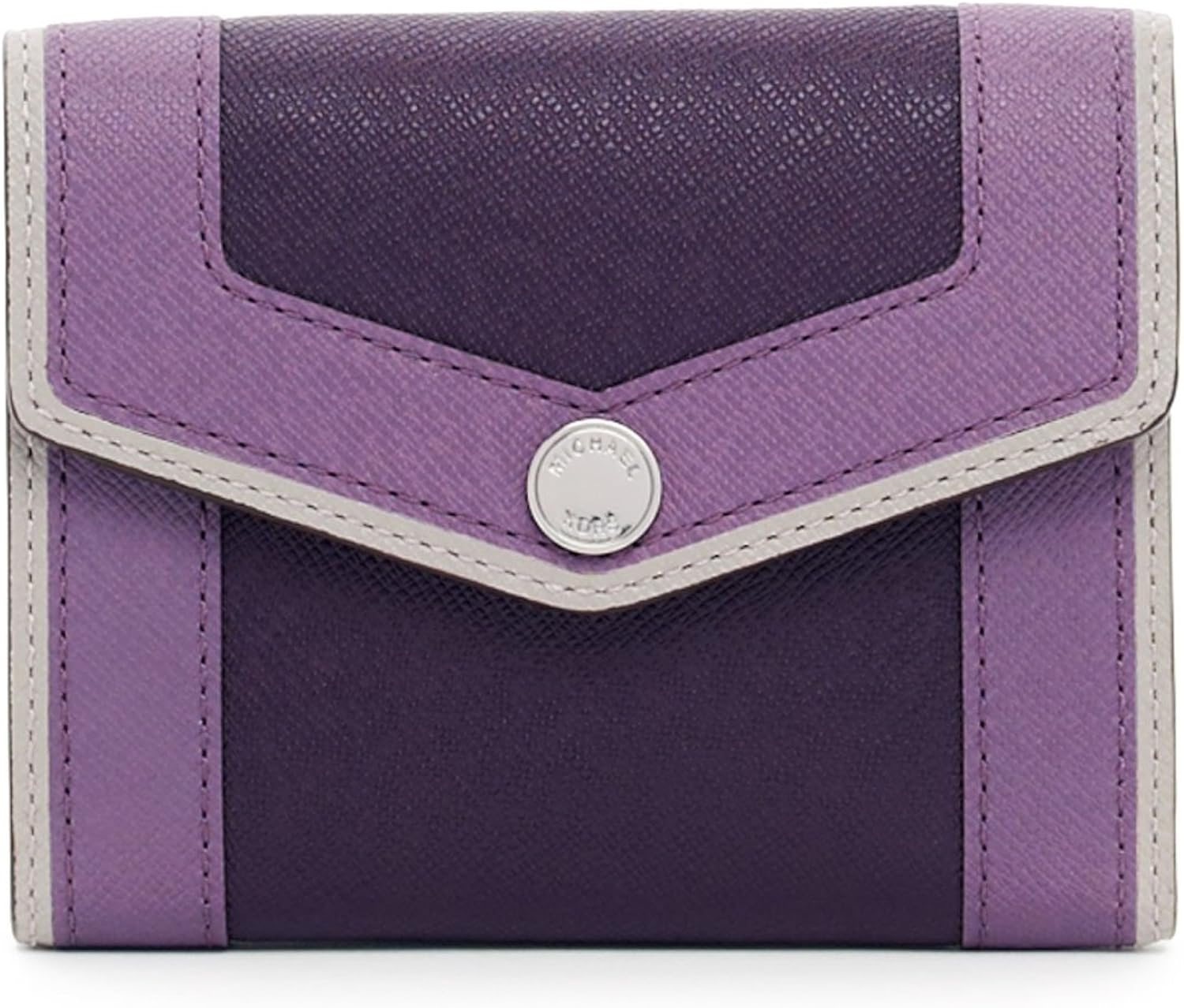 Michael Kors Saffiano Overlay Purple/plum+slate Leather Md