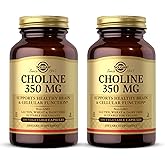 Solgar Choline 350 mg - 100 Vegetable Capsules, Pack of 2 - Non-GMO, Vegan, Kosher - 200 Total Servings