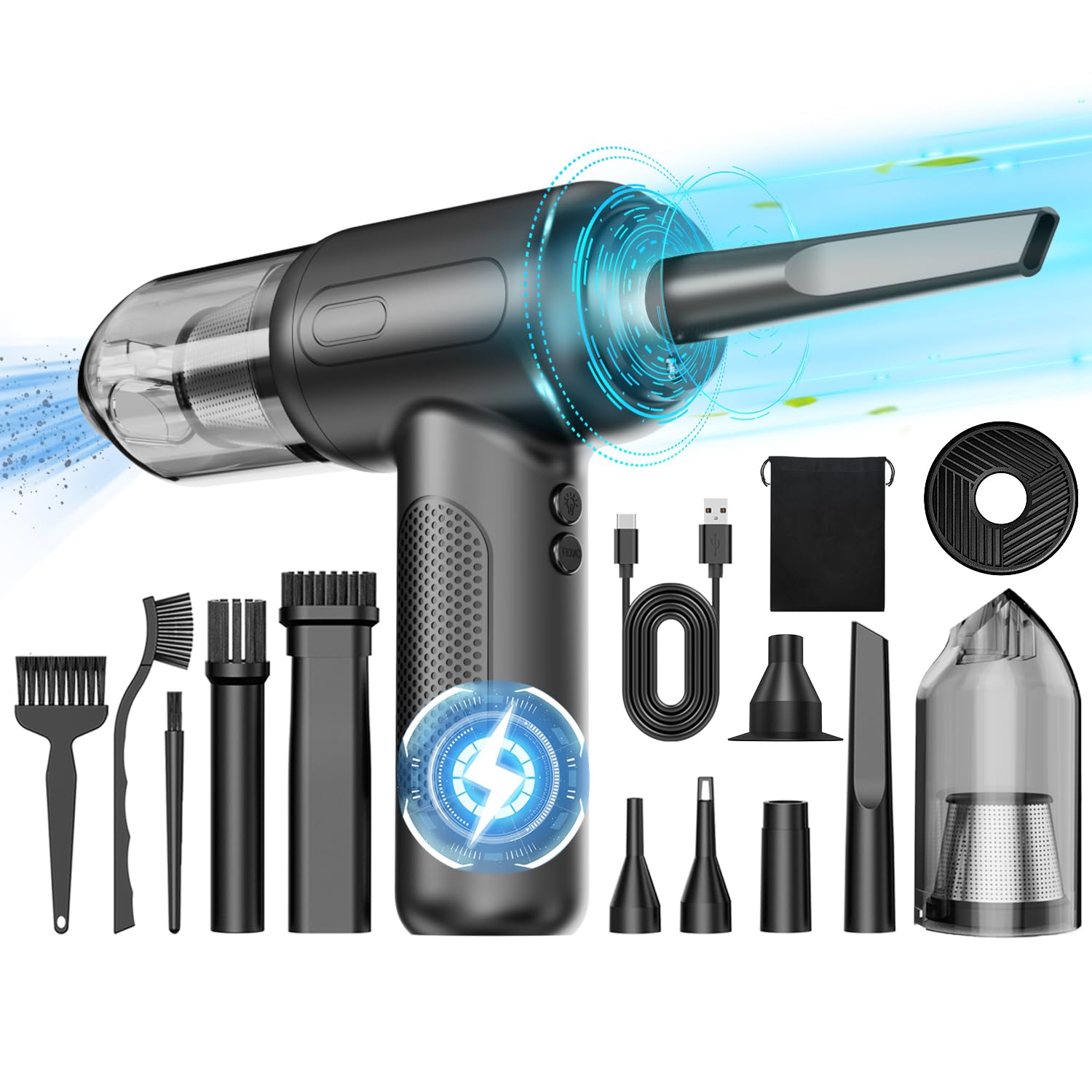 Photo 1 of FORETOO Compressed Air Vacuum,4 in 1 Air Duster Computer Mini Vacuum Cleaner, 160000RPM Brushless Motor Cordless Handheld Vacuum, Canned Air Spray Portable Car Vacuum Keyboard Cleaner