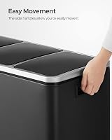SONGMICS Kitchen Bin 3 x 18 L Recycling Bin with Soft-Close Lids Black LTB54BK view 6