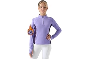 Willit Girls Fleece Long Sleeve Shirts Winter Horse Riding Jacket Half Zip Kids Sweatshirts Thermal Coat