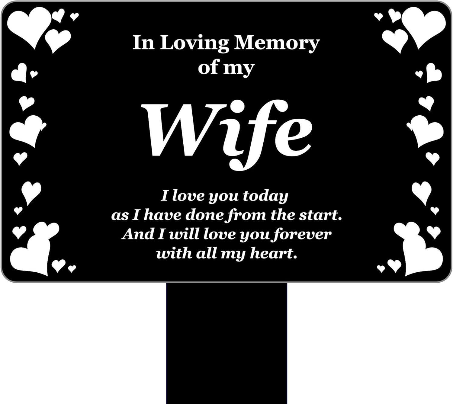 Wife Memorial Remembrance Plaque Stake - BLACK & WHITE, Waterproof, Outdoor, Grave Marker, Tribute, Plant Marker - Image 3