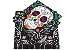 Unique 77062 Skull Day of the Dead Halloween Party Napkins, 20ct