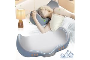 Mixiniso Cervical Neck Pillow, Side Sleeper Pillows for Neck, Multifunctional Light Block Pillows, Orthopedic Contour Memory Foam Pillows for Side Back Stomach Sleepers with Cooling Pillowcase